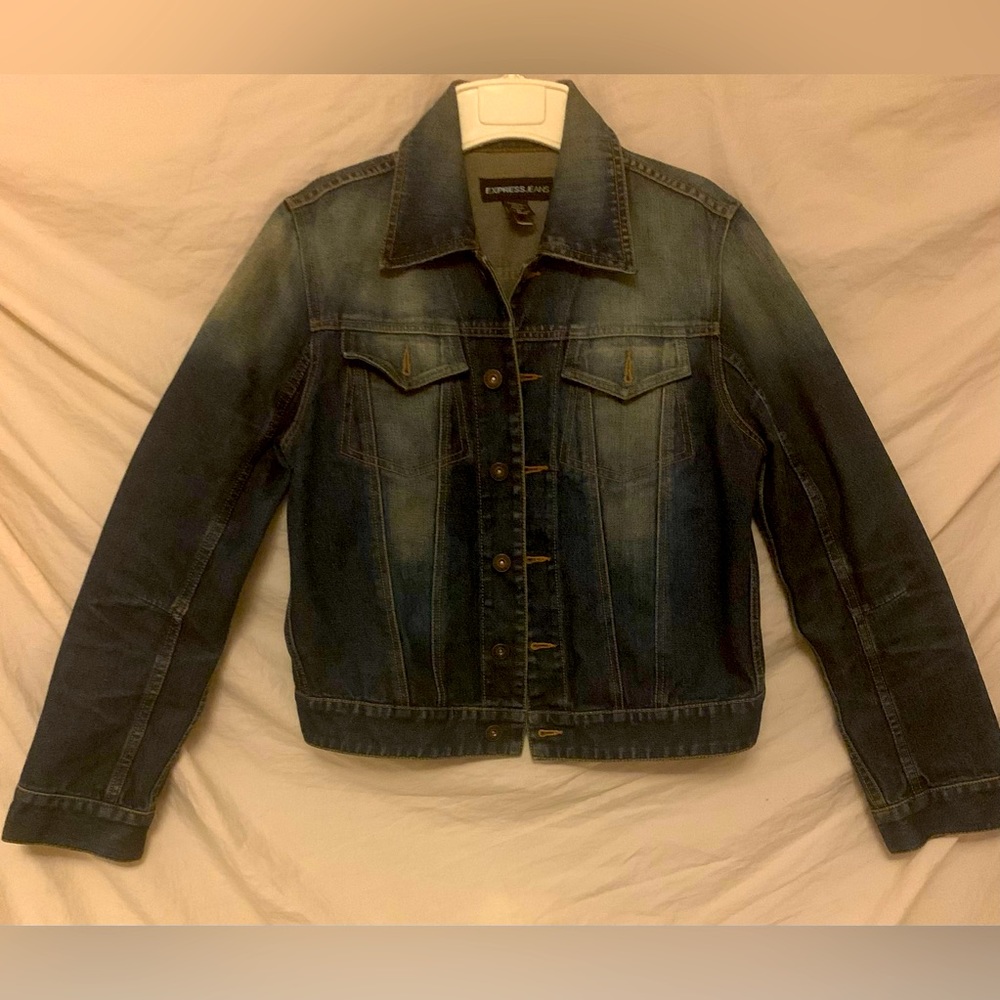✨⚡️💥 Express women's blue jacket shoulder washed blue jacket